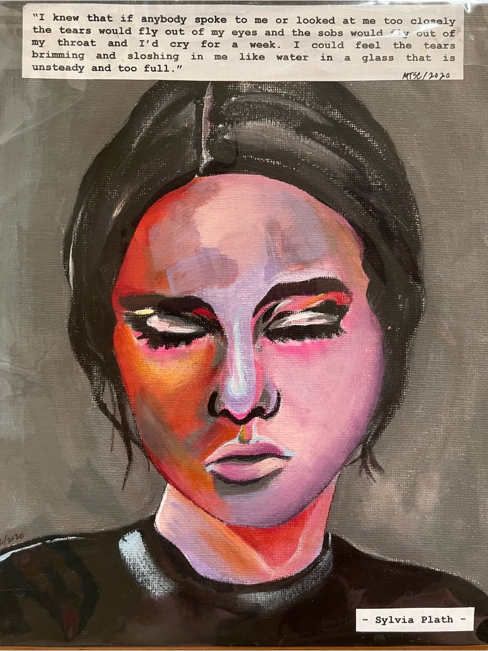 Silvia Plath Hand Painted Art. No Frame.